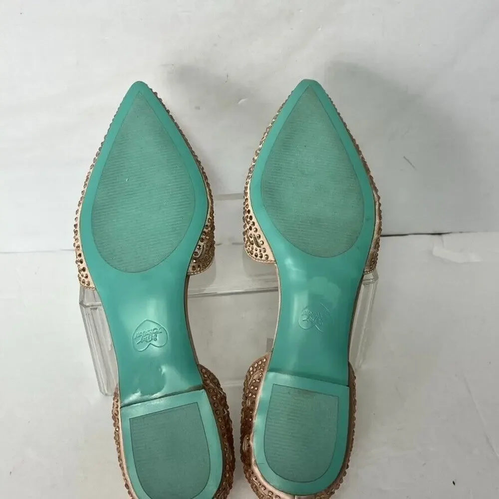 Blue by Betsey Johnson Shoe Flats Womens 8M Blush Pink Rhinestone Cutout Lucy